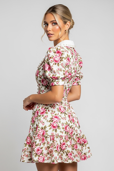 Floral Lapel Mini Dress - Thorne & Ivy