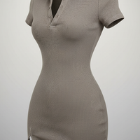 Short-sleeve mini dress, front view on model.