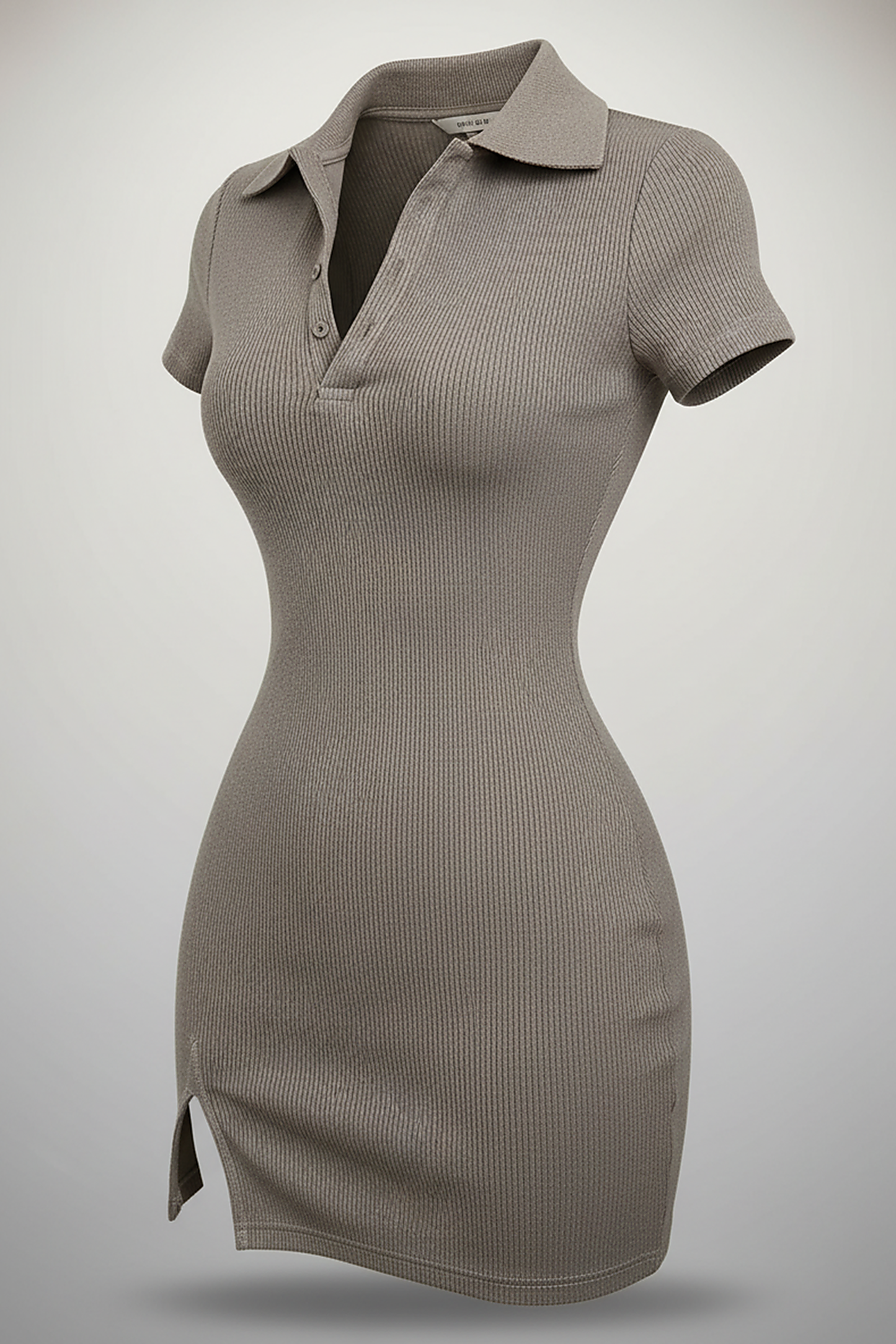 Short-sleeve mini dress, front view on model.