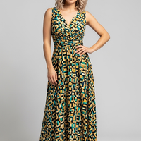 Printed V-Neck Maxi Dress - Thorne & Ivy