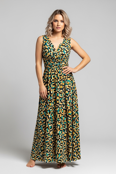 Printed V-Neck Maxi Dress - Thorne & Ivy