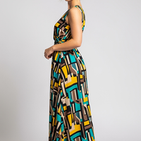 Printed V-Neck Maxi Dress - Thorne & Ivy