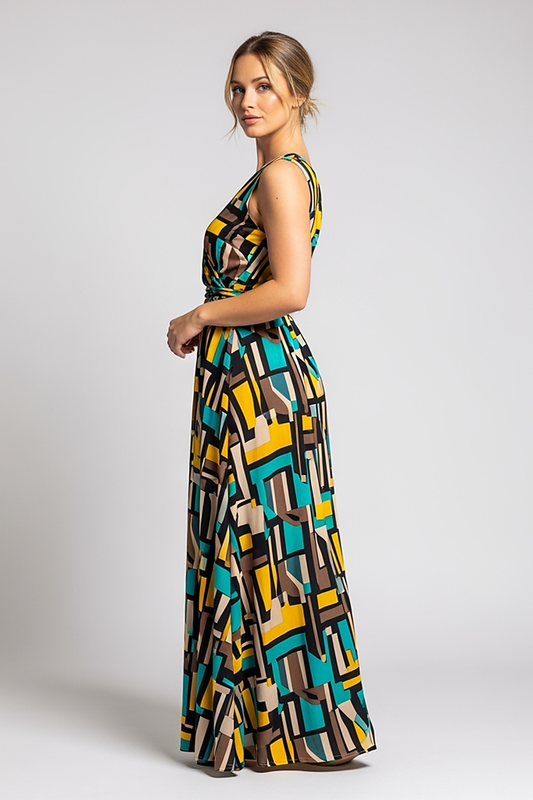 Printed V-Neck Maxi Dress - Thorne & Ivy