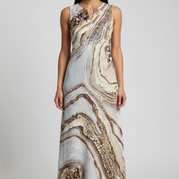 Sleeveless V-neck Printed Dress - Thorne & Ivy