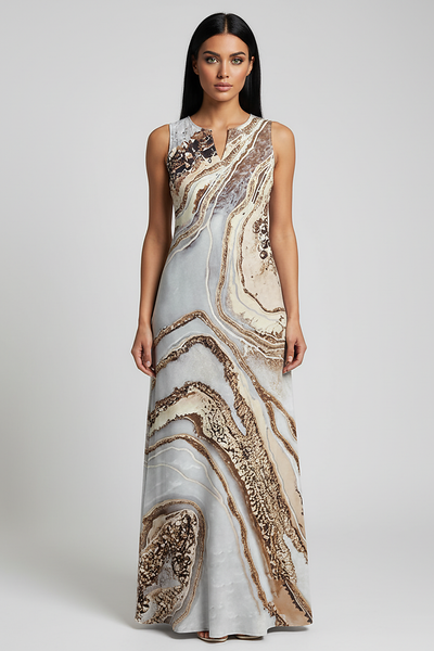 Sleeveless V-neck Printed Dress - Thorne & Ivy