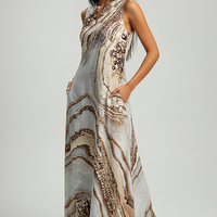 Sleeveless V-neck Printed Dress - Thorne & Ivy