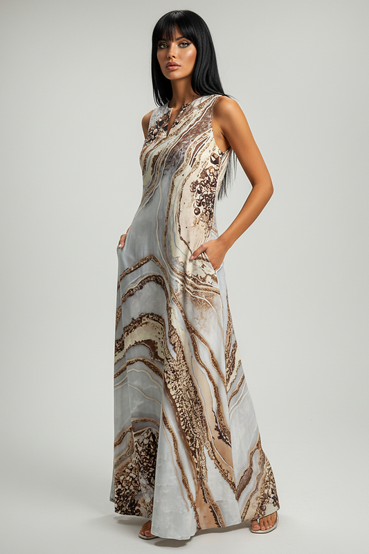 Sleeveless V-neck Printed Dress - Thorne & Ivy