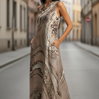 Sleeveless V-neck Printed Dress - Thorne & Ivy