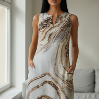 Sleeveless V-neck Printed Dress - Thorne & Ivy