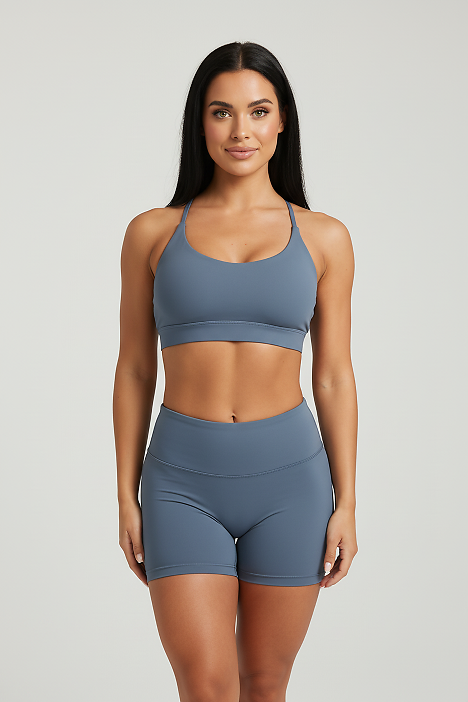 Solid color fitness bra, alternate angle.