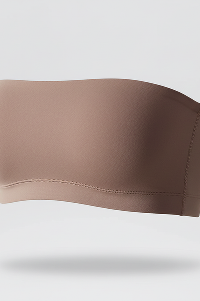 Strapless yoga sports bra, fabric detail view.