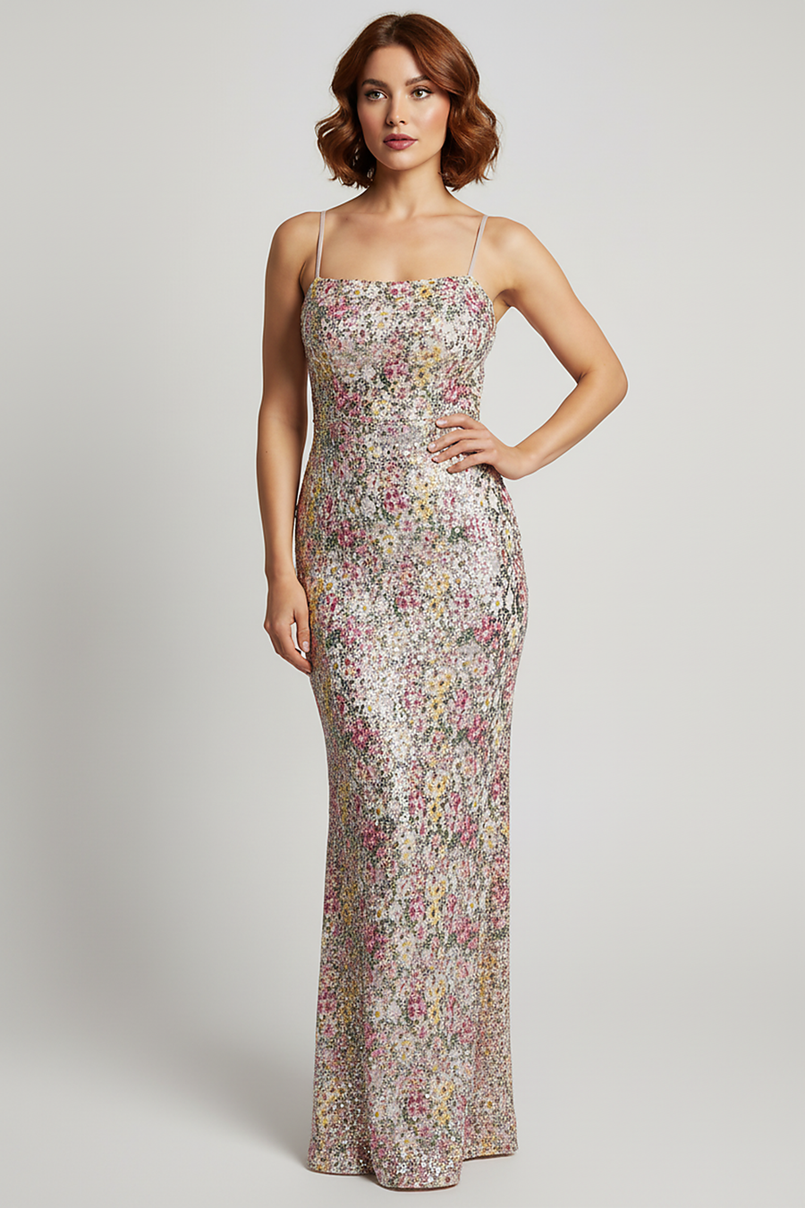 The Starlight Floral Sequin Patchwork Strapless Maxi Dress
