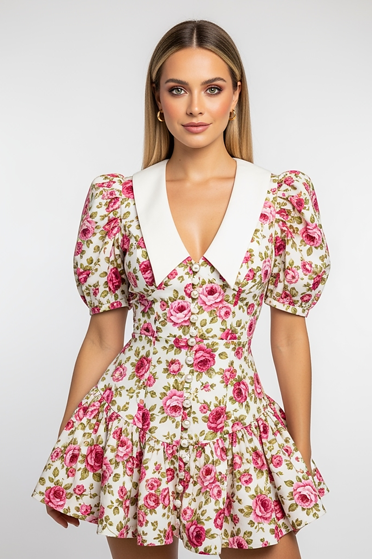 Floral Lapel Mini Dress - Thorne & Ivy