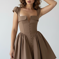 V Neck Cape Sleeve Mini Skirt - Thorne & Ivy