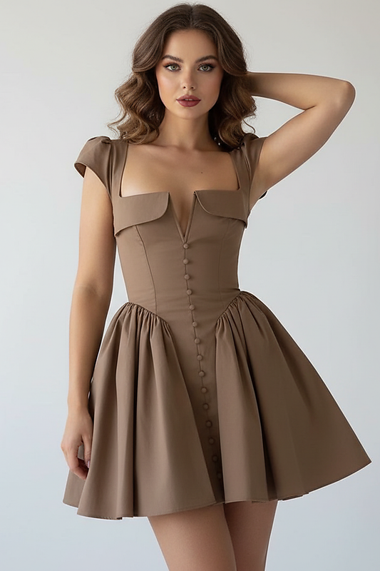 V Neck Cape Sleeve Mini Skirt - Thorne & Ivy