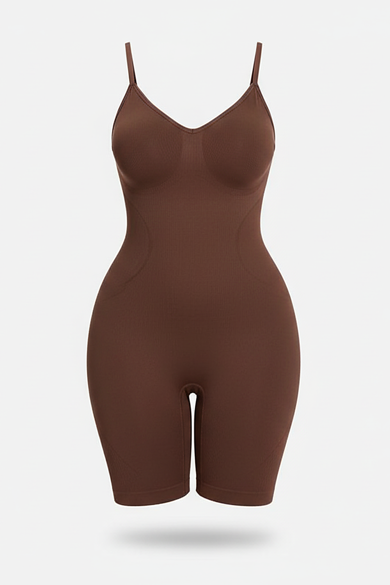 Nude tank shorts full-body shaper, close-up fabric detail.