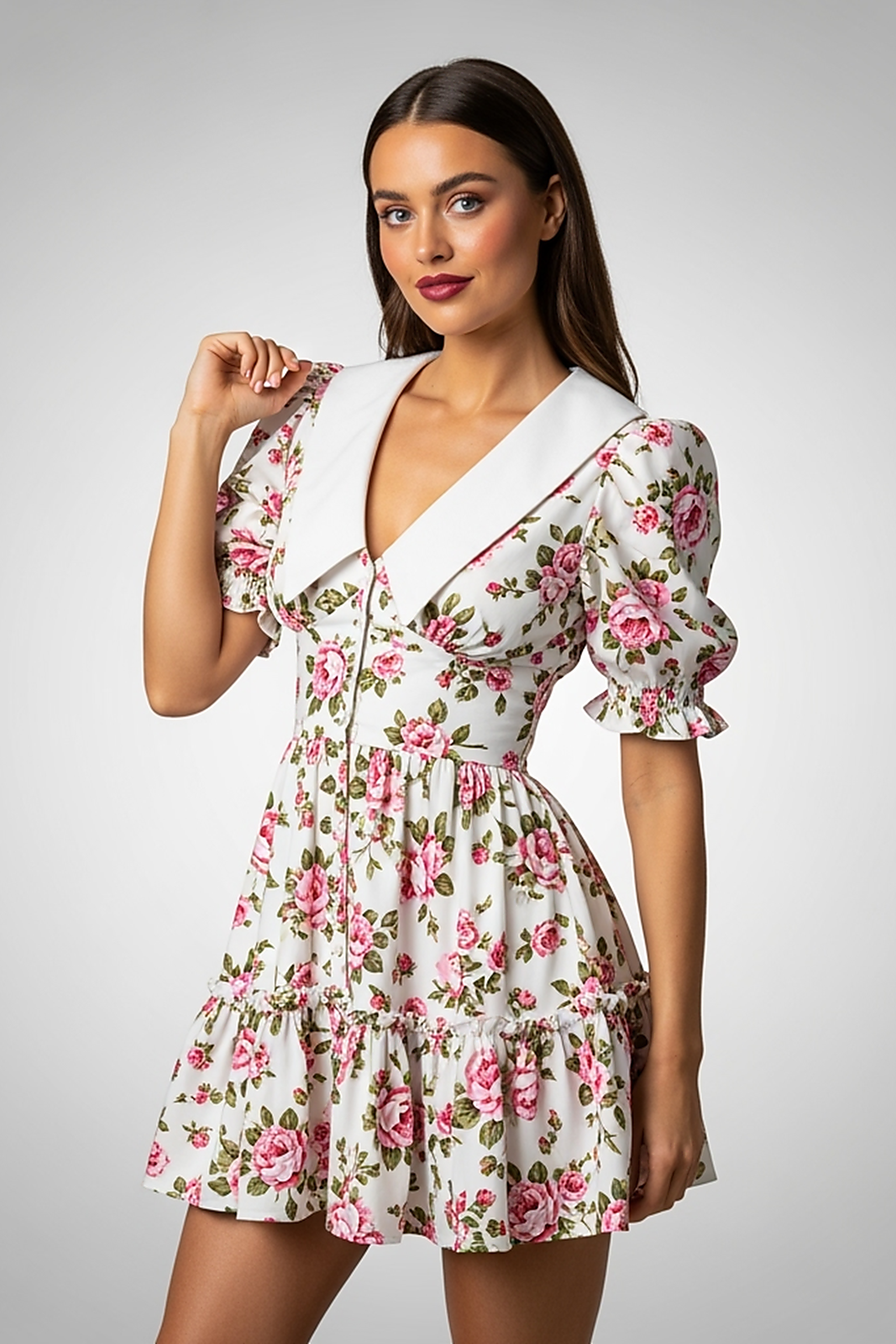 Printed Puff Sleeve Mini Dress - Thorne & Ivy
