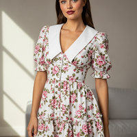 Printed Puff Sleeve Mini Dress - Thorne & Ivy