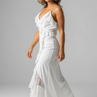 Champagne Satin Cowl Neck Midi Dress - Thorne & Ivy