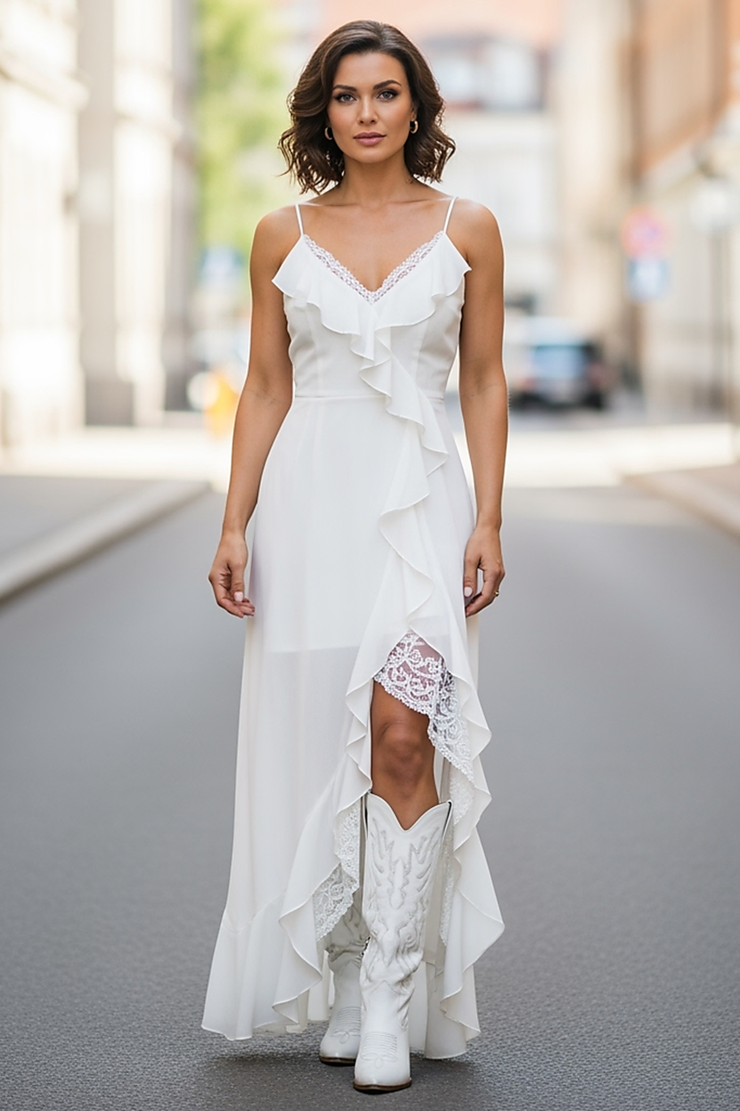 Champagne Satin Cowl Neck Midi Dress - Thorne & Ivy