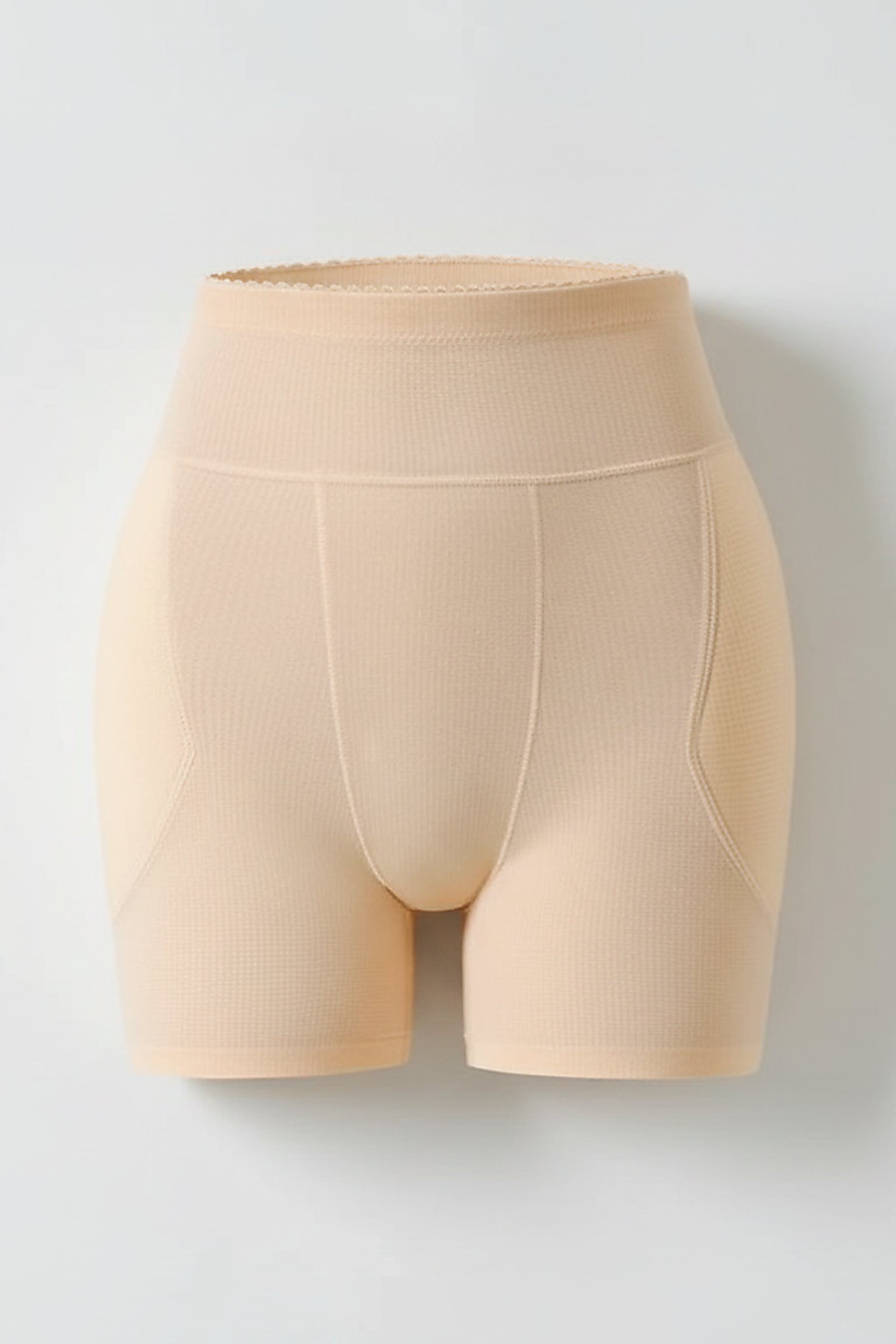 Nude breathable shapewear panties with tummy control, alternate angle.