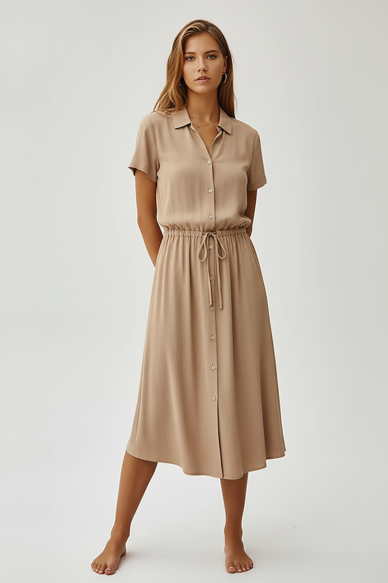 Vintage floral print dress, close-up detail.