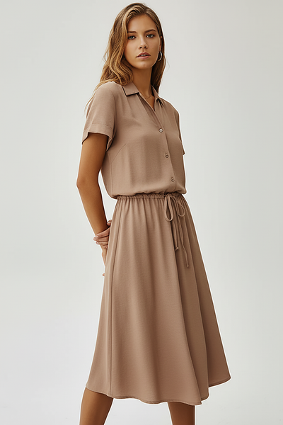 Vintage floral print dress, back view on model.