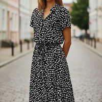 Vintage floral print dress, fabric detail.