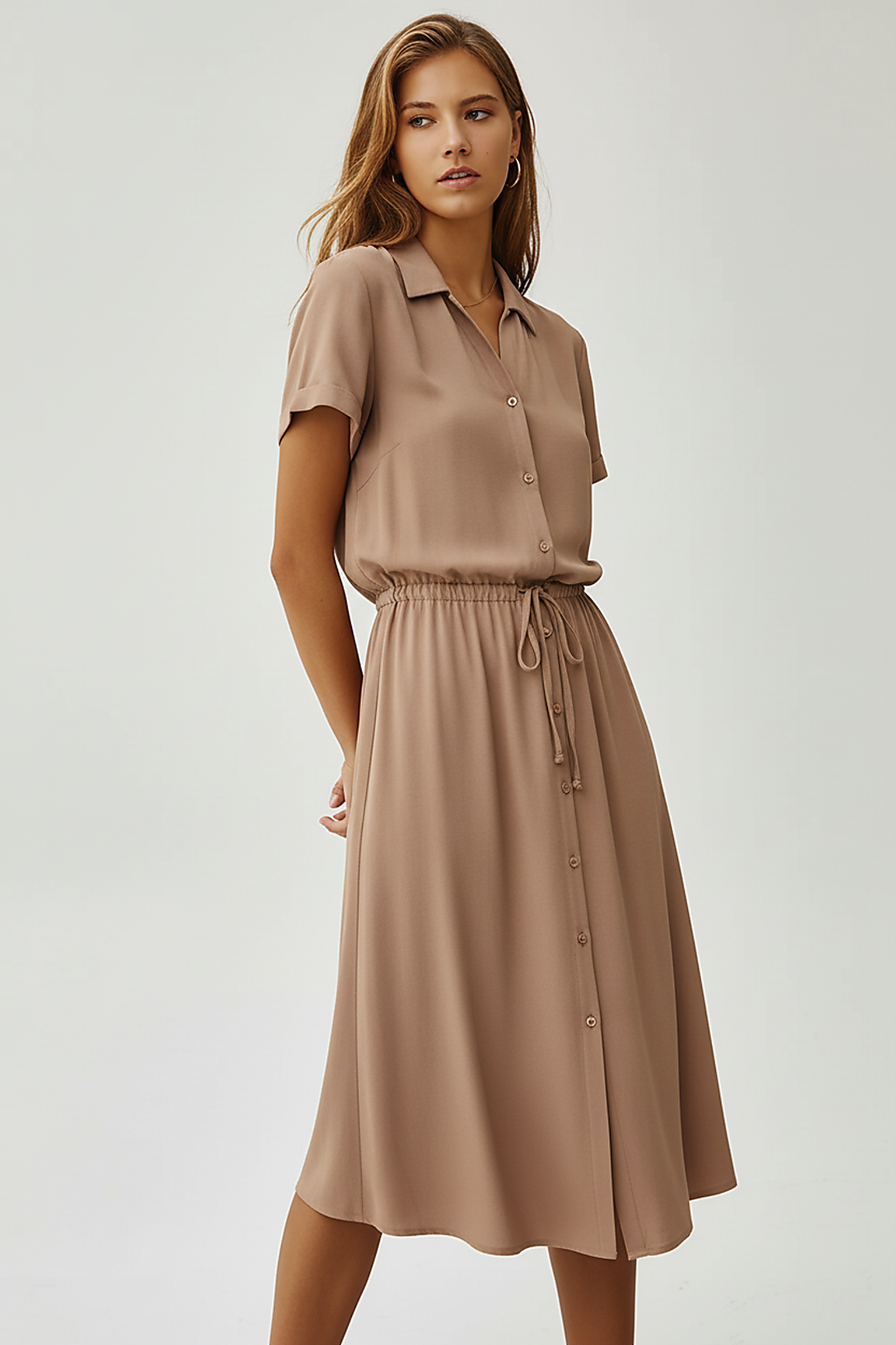 Vintage floral print dress, close-up detail.