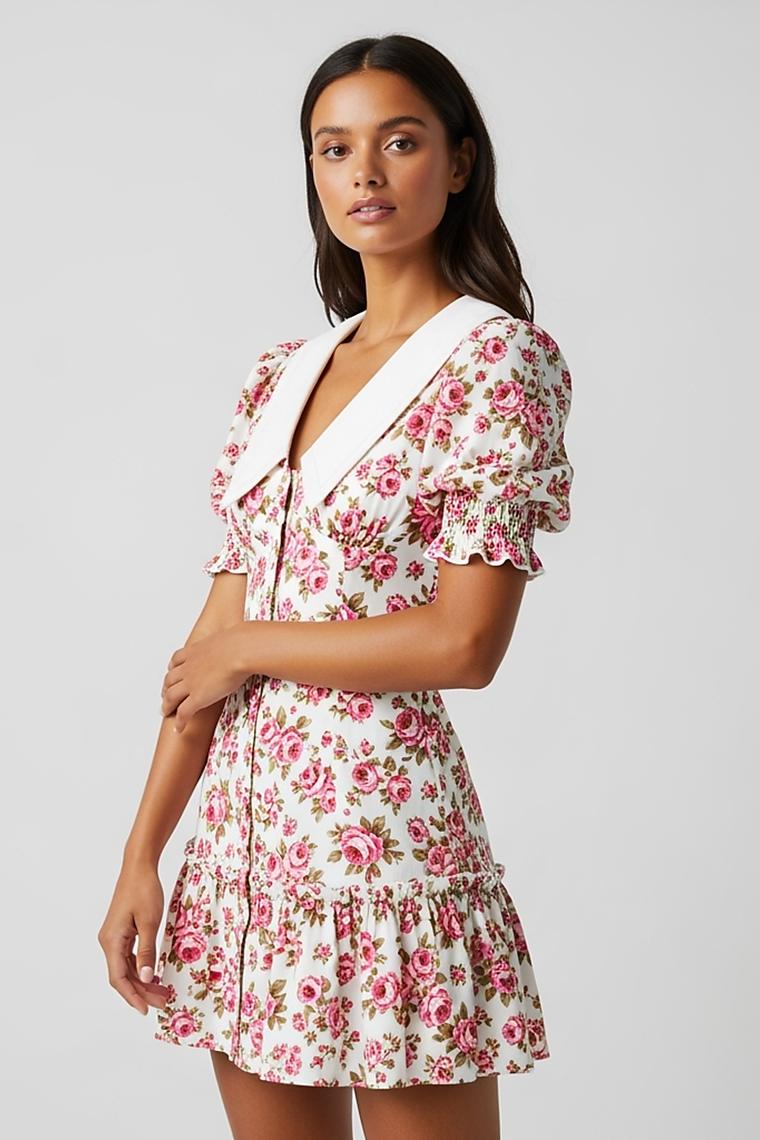 Printed Puff Sleeve Mini Dress - Thorne & Ivy