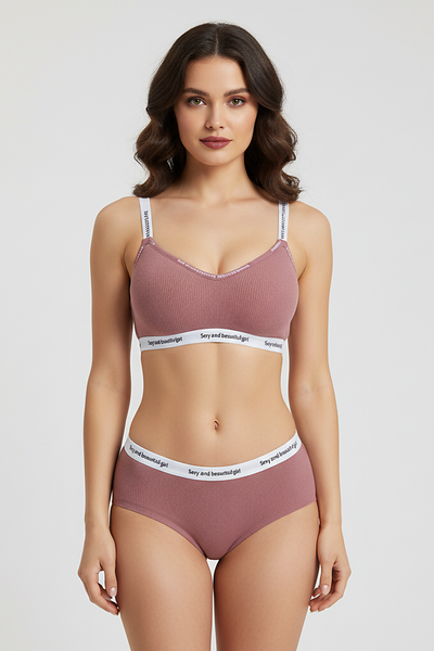 Wireless push-up bra bralette, front view on model.
