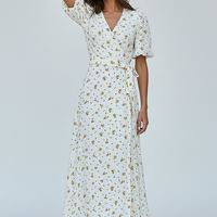 Lace Up Short Sleeve Long Dress - Thorne & Ivy