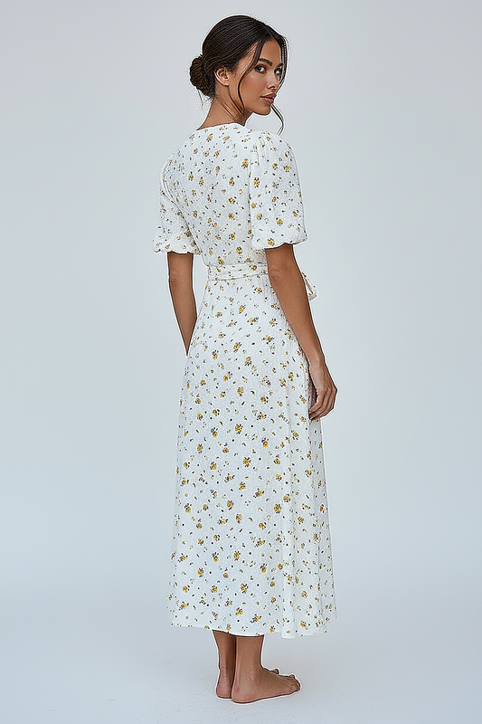 Lace Up Short Sleeve Long Dress - Thorne & Ivy