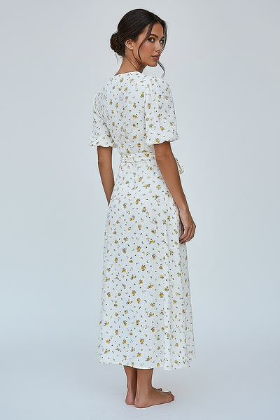 Lace Up Short Sleeve Long Dress - Thorne & Ivy