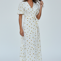 Lace Up Short Sleeve Long Dress - Thorne & Ivy