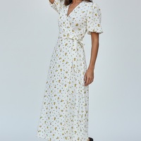 Lace Up Short Sleeve Long Dress - Thorne & Ivy