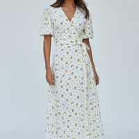 Lace Up Short Sleeve Long Dress - Thorne & Ivy