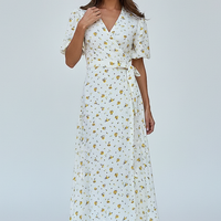 Lace Up Short Sleeve Long Dress - Thorne & Ivy