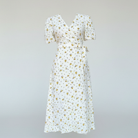 Lace Up Short Sleeve Long Dress - Thorne & Ivy