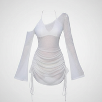 Skew Collar Ruched Mini Dress - Thorne & Ivy