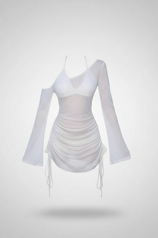 Skew Collar Ruched Mini Dress - Thorne & Ivy