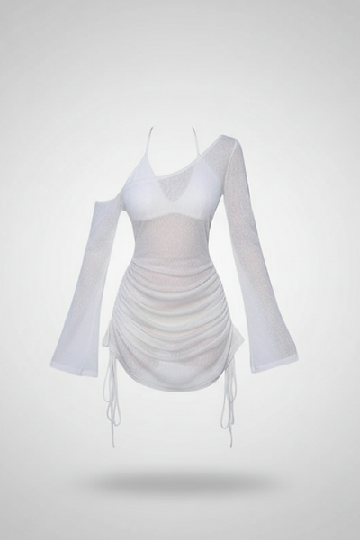 Skew Collar Ruched Mini Dress - Thorne & Ivy