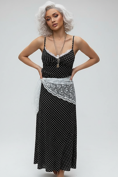 Polka Dot Suspender Maxi Dress - Thorne & Ivy