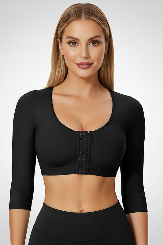 Women's post-surgery upper arm compression shaper, alternate view.
