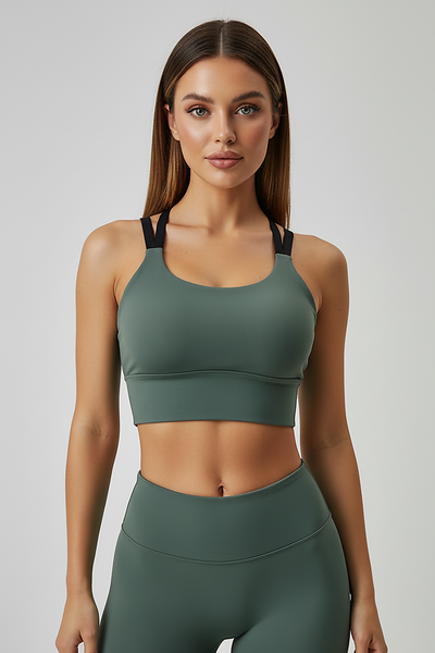 Women's breathable push-up sport bra crop top, alternate angle.