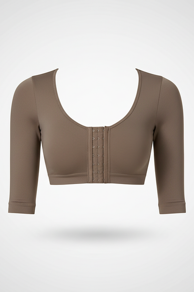 Women's cropped upper arm compression shaper, alternate view.
