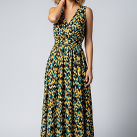 Printed V-Neck Maxi Dress - Thorne & Ivy