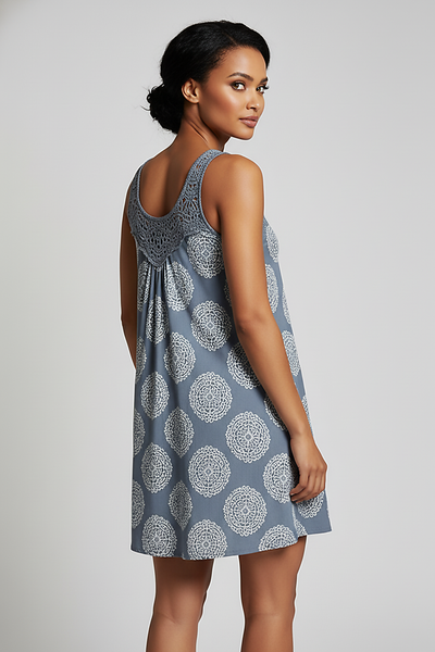 Plus size lace print swingy maxi dress, ideal for summer evening.