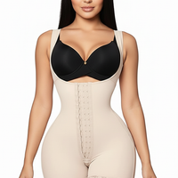 Women's postpartum high slimming girdle, angled view on model.