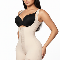 Women's postpartum slimming high girdle shapewear, angled view on model.